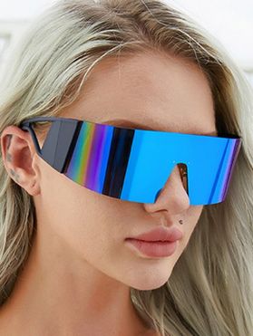 Outdoor Sports Sun Glasses Rimless Cut Out One-piece Shield Sunglasses