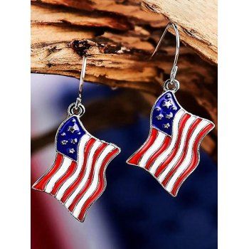 

Patriotic Drop Earrings Star Striped American Flag Print Trendy Ethnic Independence Day Earrings, Multicolor