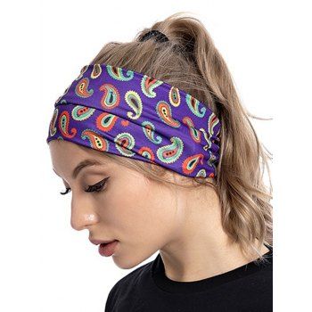 

Sporty Headband Paisley Print Yoga Trendy Wide Headband, Purple