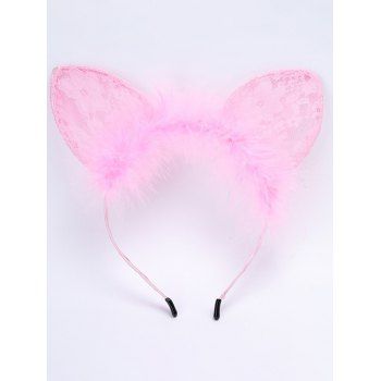 

Sweet Fluffy Floral Lace Cat-ear Shape Headband, Light pink