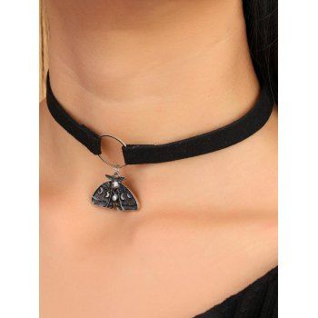 

Gothic Necklace Moth Shape Vintage Choker, Black