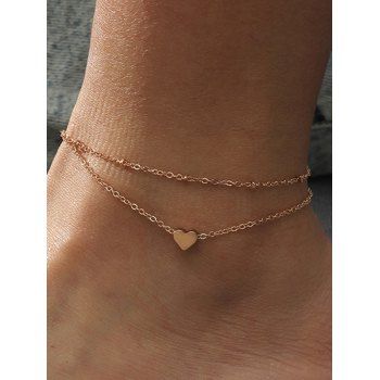 

Tiny Heart Pattern Layered Adjustable Alloy Chain Anklet, Golden