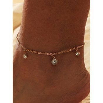 

Artificial Diamond Pendant Alloy Adjustable Chain Anklet, Golden