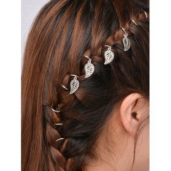 Fashion Women's Hair Accessories 5 Pcs Travel Hair Clip Rings Braids Hollow Out Leaf Charm Fashion Hair Accessories Silver