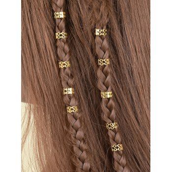 

10 Pcs Ethnic Hair Rings Braided Geometric Pattern Solid Color Vintage Hair Accessories, Golden