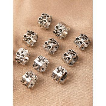 

10 Pcs Ethnic Hair Rings Braided Geometric Pattern Solid Color Vintage Hair Accessories, Silver