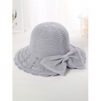 

Beach Outdoor Sun Hat Bowknot Embellishment Knit Pure Color Sun Cap, Dark gray