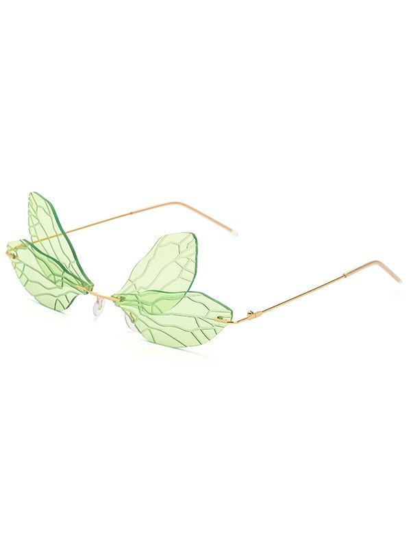 Vintage Rimless Sunglasses Dragonfly Wings Double Lens Party Eye Wear Sunglasses - GREEN 