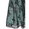 Floral Lace Overlay A Line Knee Length Dress Ruched Empire Waist Halter Summer Dress - LIGHT GREEN 2XL