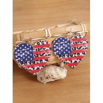 

Ethnic Drop Earrings Heart-shaped Star Striped American Flag Leopard Print Patriotic Trendy Earrings, Multicolor