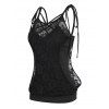 Crisscross Plain Floral Lace Sleeveless Tie Up Two Pieces Cami Top