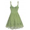 Robe Fleur Brodée sans Manches à Lacets Anneau en O en Ligne A - Vert clair L