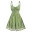 Robe Fleur Brodée sans Manches à Lacets Anneau en O en Ligne A - Vert clair L