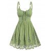 Robe Fleur Brodée sans Manches à Lacets Anneau en O en Ligne A - Vert clair XXXL