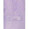 Robe de Bal Mi-longue Effet en Dentelle Ajourée à Fleur avec Nœud Papillon - Violet clair 2XL