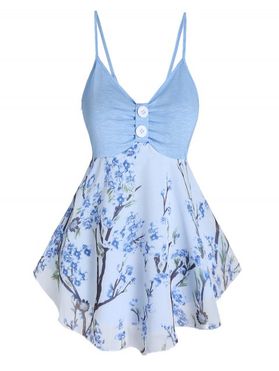 Floral Print Chiffon Insert Corset Style Skirted Cami Top