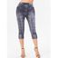 Legging Corsaire D'Eté Imprimé à Taille Elastique - Gris Foncé L