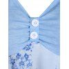 Floral Print Chiffon Insert Corset Style Skirted Cami Top - LIGHT BLUE XL