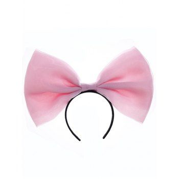 

Bowknot Hairband Sweetness Solid Color Mesh Trendy Hair Accessory, Light pink