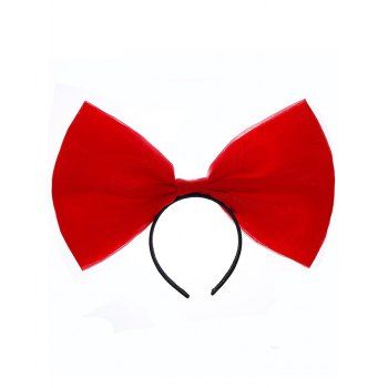 

Bowknot Hairband Sweetness Solid Color Mesh Trendy Hair Accessory, Red