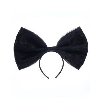 

Bowknot Hairband Sweetness Solid Color Mesh Trendy Hair Accessory, Black