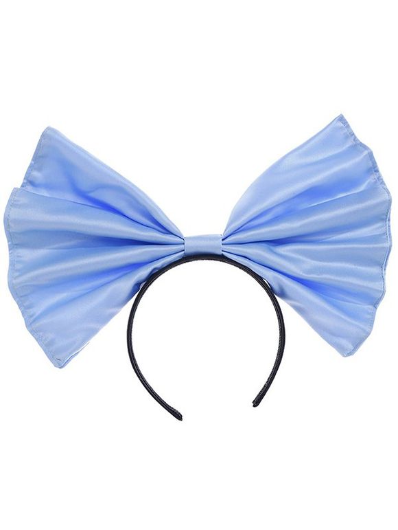 Bandeau de Cheveux de Vacances en Couleur Unie avec Nœud Papillon en Satin - Bleu clair 