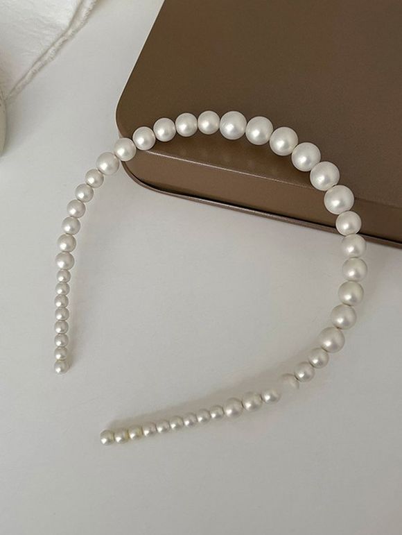 Bandeau Perlé en Fausse Perle - Blanc 