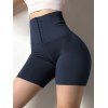 Tight Sports Shorts Hasp Solid Color Skinny High Waist Yoga Shorts - DEEP BLUE S