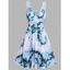 Vacation Casual Dress Tie Dye Print Lace Panel Surplice High Waist Sleeveless A Line Midi Summer Dress - LIGHT BLUE XXL