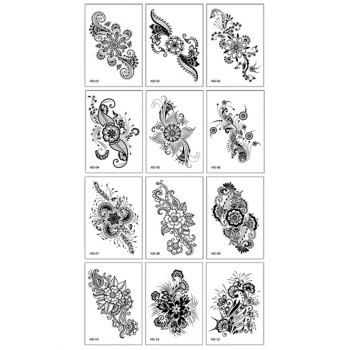 

Waterproof Flower Pattern Tattoo Stickers, Black