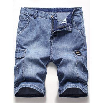 

Summer Jean Shorts Multi Pockets Zip Fly Casual Denim Cargo Shorts, Blue