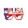 2 Pcs Cute Glasses Heart Letter American Flag Star Striped Print Square Patriotic Ethnic Glasses Set - multicolor 