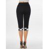 Plaid Pattern Cowl Neck Ruched Tank Top And  High Waist Capri Leggings Summer Outfit - BLACK S