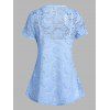 See Thru Open Front Flower-patterned Lace Top And Pure Color Camisole Two Piece Set - LIGHT BLUE XXXL