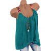 Plus Size Tank Top Guipure Flower Embroidered Tank Top Pleated Trendy Summer Casual Top - GREEN L
