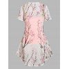 Vacation Chiffon Irregular Allover Peach Blossom Floral Print Blouse and Camisole Set - LIGHT PINK S
