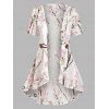 Vacation Chiffon Irregular Allover Peach Blossom Floral Print Blouse and Camisole Set - LIGHT PINK M