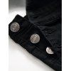 Multi Pockets Metal Buttons Casual Denim Overalls - BLACK 3XL