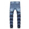 Distressed Ripped Jeans Zip Fly Long Straight Destroy Wash Casual Denim Pants - LIGHT BLUE 36