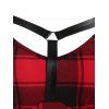 Robe Mini Mouchoir à Carreaux Grande-Taille à Taille Empire - Rouge 2X