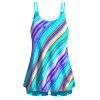 Maillot de Bain Tankini Coloré Gainant Imprimé Deux Pièces de Plage - Bleu XL
