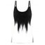 Maillot de Bain Tankini Modeste à Double Bretelle Matelassé en Blocs de Couleurs de Plage - Noir S