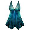 Maillot de Bain Tankini Push-Up Deux-Pièces Gainant à Imprimé Couleur Pure avec Short de Bain - Vert M