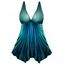 Maillot de Bain Tankini Push-Up Deux-Pièces Gainant à Imprimé Couleur Pure avec Short de Bain - Vert M