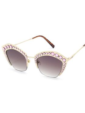 Rhinestone Irregular Shape Semi Rimless Sunglasses