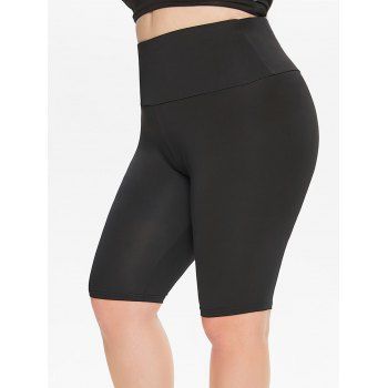 

Plus Size Curve Lattice High Waisted Biker Shorts, Black