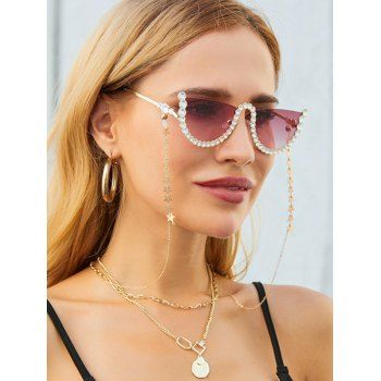 

Vacation Sunglasses Rimless Rhinestone Star Chain Trendy Outdoor Sunglasses, Light pink
