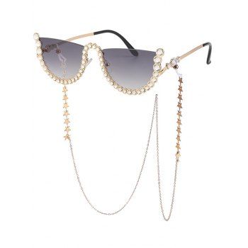 

Vacation Sunglasses Rimless Rhinestone Star Chain Trendy Outdoor Sunglasses, Dark gray