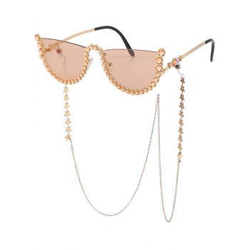 

Vacation Sunglasses Rimless Rhinestone Star Chain Trendy Outdoor Sunglasses, Coffee