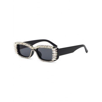 Outdoor Sunglasses Rhinestone Square Frame Trendy Travel Sunglasses, Black